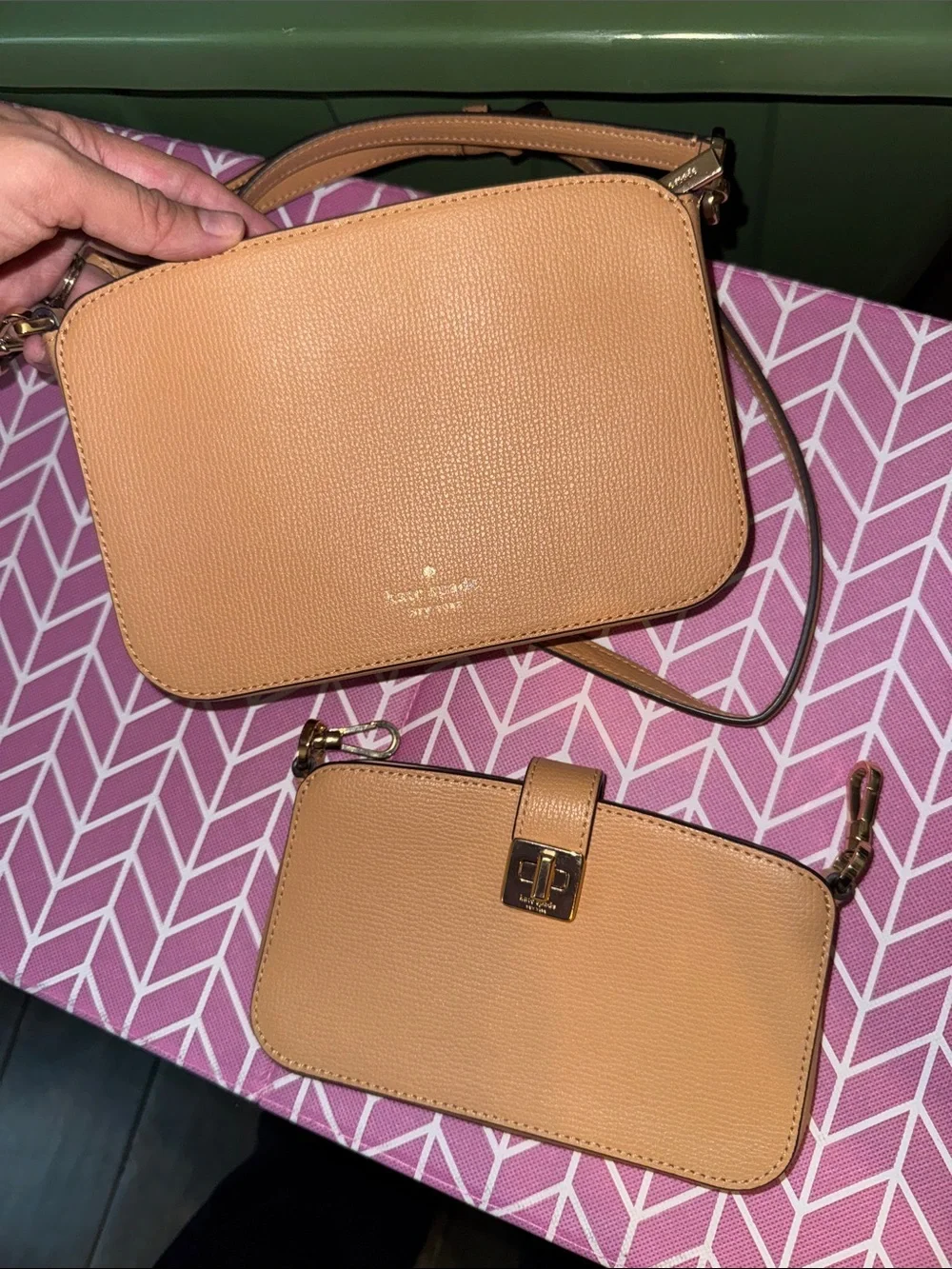 kate spade Peach Leather Crossbody with Gold Hardware